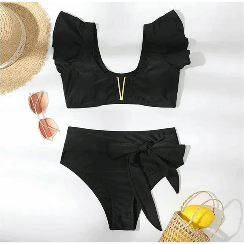 Ladies Swimsuit Flounce Straps with Bikini Bow